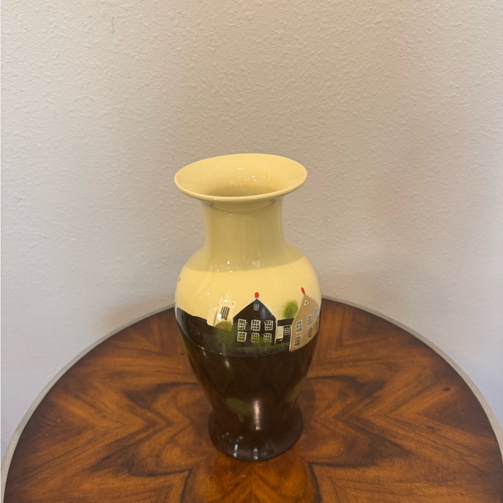 Vintage Hand-Painted Ceramic Vase with Folk Art Design 12” - Picture 12 of 16